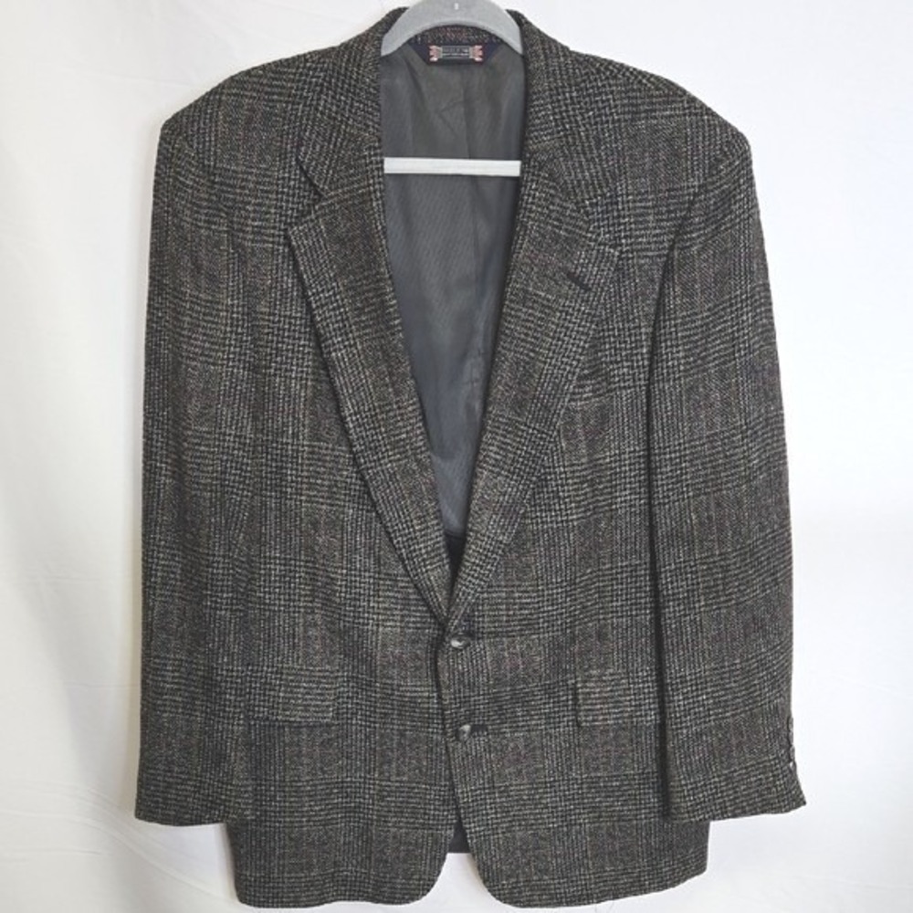 Austin Reed Of Regent Street Tweed Houndstooth Blazer, Black/White, Size 44‎